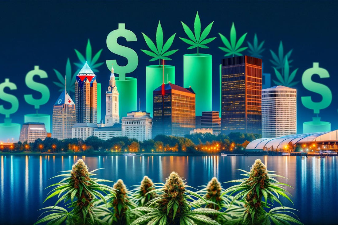 Cannabis mit dem Stadtbild von Ohio im Hintergrund