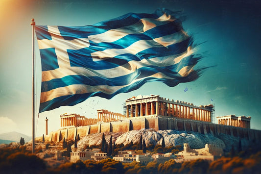 Die griechische Flagge auf der Akropolis