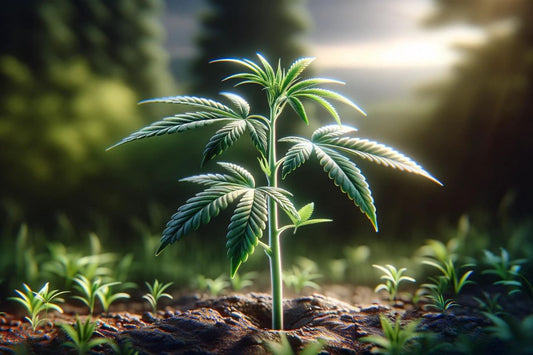 Frühes Stadium einer wachsenden Cannabispflanze