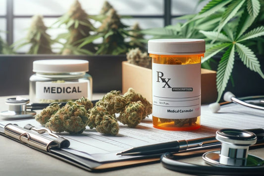 Medizinisches Cannabis am Tisch eines Arzt